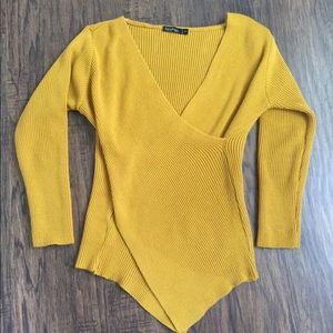 Yellow Wrapfront Sweater